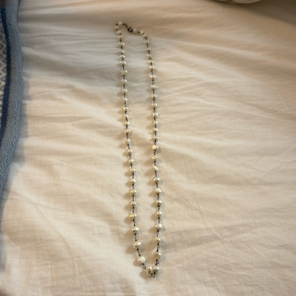 Silpada Retired 925 Sterling Silver Pearl Necklace 32" Long